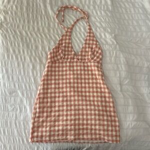 Zara Gingham Halter Lined Mini Dress (NWOT)